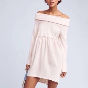 Anthropologie Off the Shoulder Cocoon Fleece Dress